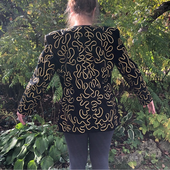 Vintage Danier Suede jacket with gold braid trim - Picture 2 of 15